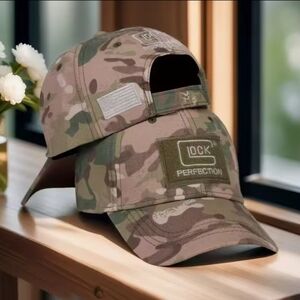 Glock Embroidered Hat w/Velcro Strap (Green Camo)